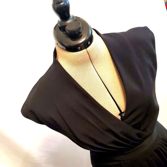 Badgley Mischka Women's Mermaid Dress 6 Black V-Neck Cap Sleeve Evening Gown - Picture 10 of 13